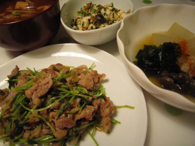 料理・豚肉と豆苗